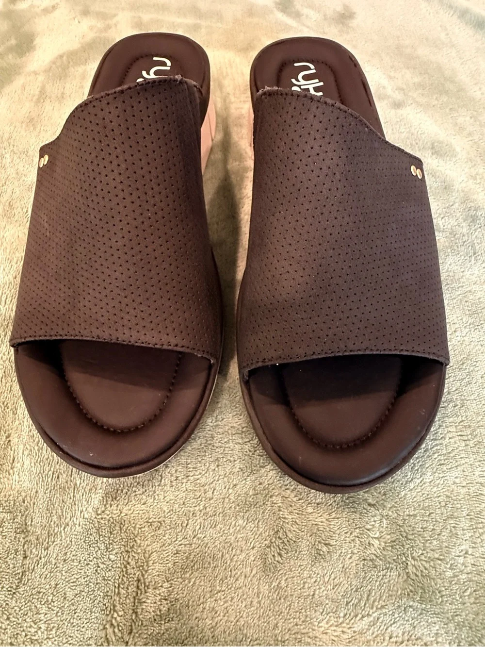Ryka Ellie Women’s Slide Sandals Black Cush-Fit Comfort Synthetic Size 11W